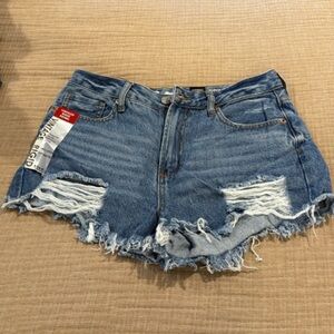 Stylish Blue Distressed Jean Shorts
